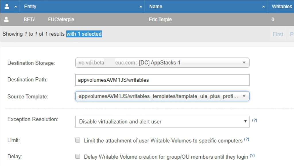 Create User Writable Volume