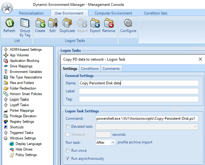 Example Logon Task