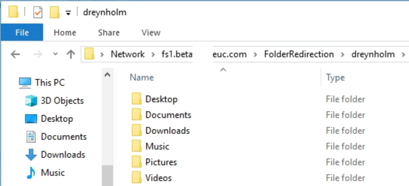Sample Folder Redirection Share