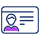 A blue and purple card with a person's face

Description automatically generated