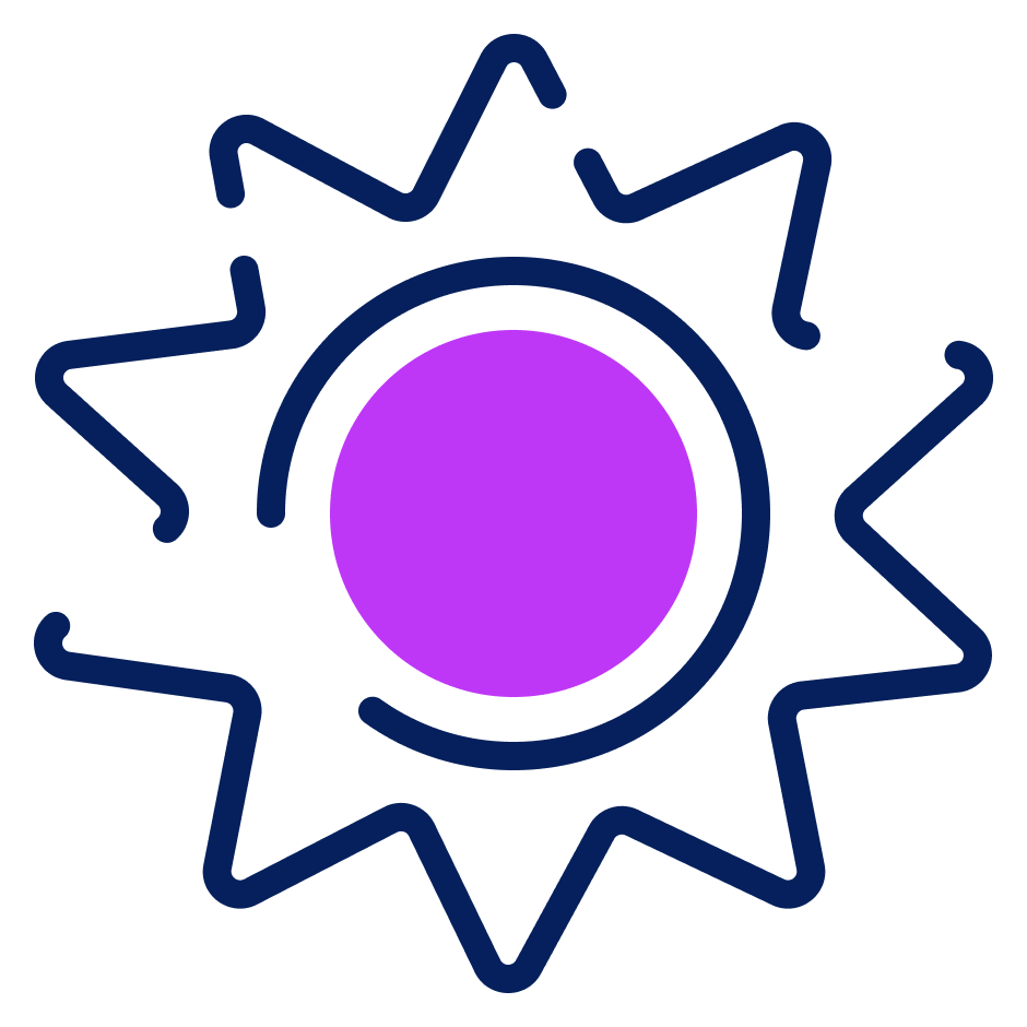 A purple and blue sun

Description automatically generated