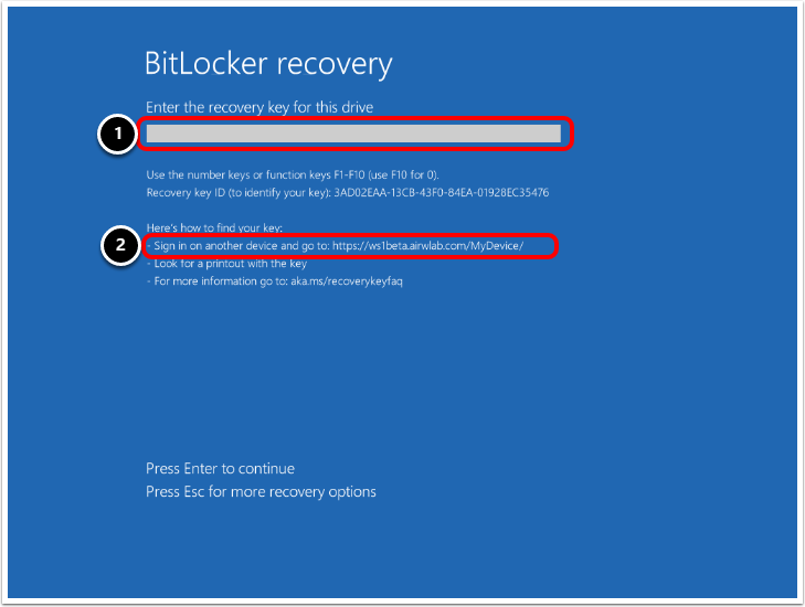 Entering the Recovery Key