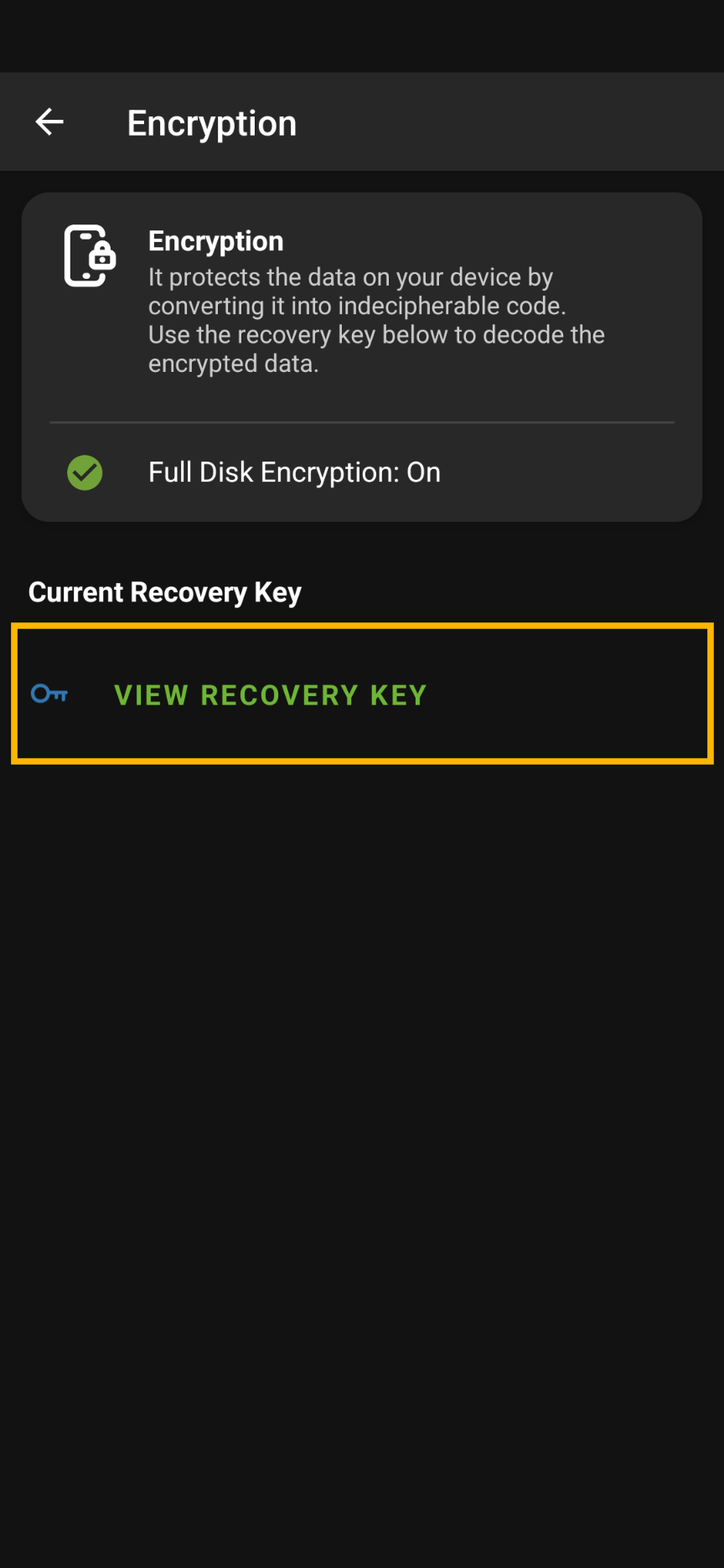 A screenshot of a recovery key

Description automatically generated