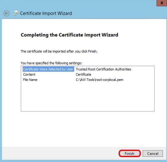 A screenshot of a certificate import wizard
Description automatically generated