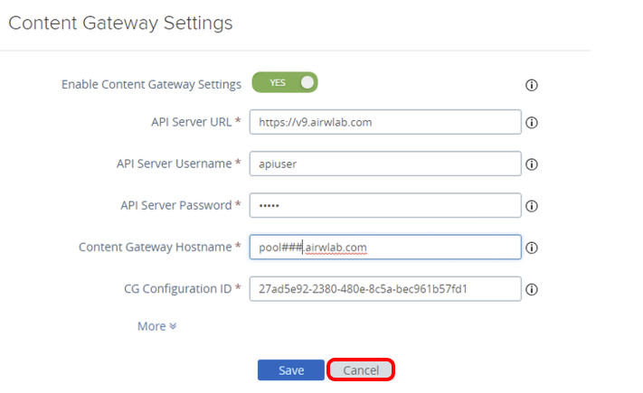 Content Gateway Settings